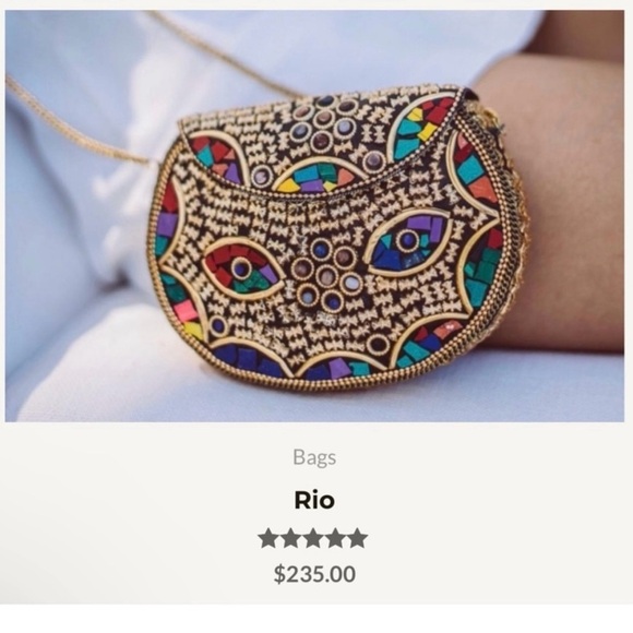 Ramla Rio Moroccan Mosaic Crossbody Clutch Bag Gold Chain NWOT - Picture 2 of 10